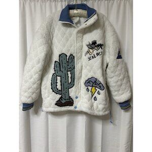 Aelfric Eden Streetwear Coat White Sherpa Embroidery M